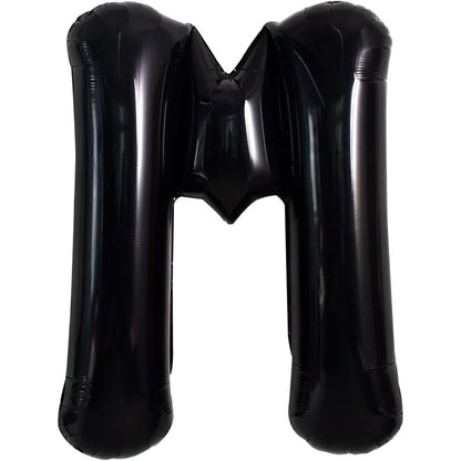 Balon Folie Metalizata Litera M, 40 cm, Umflati cu Heliu sau Aer, Ambalaj Individual, Pai inclus, Negru
