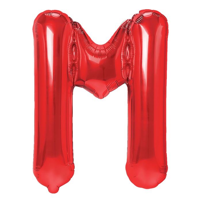 Balon Folie Metalizata Litera M, 40 cm, Umflati cu Heliu sau Aer, Ambalaj Individual, Pai inclus, Rosu
