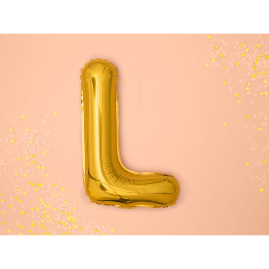 Balon Folie Metalizata Litera M, 80 cm, Umflati cu Heliu sau Aer, Ambalaj Individual, Pai inclus, Auriu