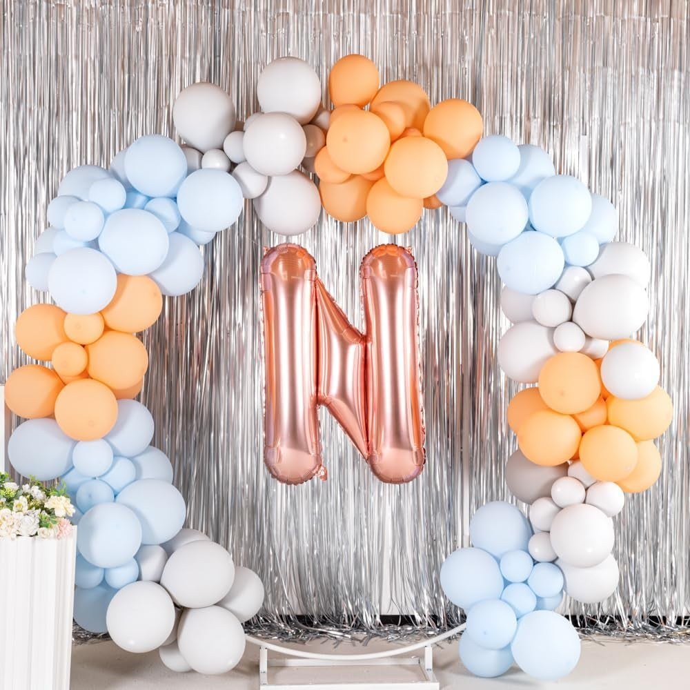 Balon Folie Metalizata Litera N, 100 cm, Umflati cu Heliu sau Aer, Ambalaj Individual, Pai inclus, Rose Gold