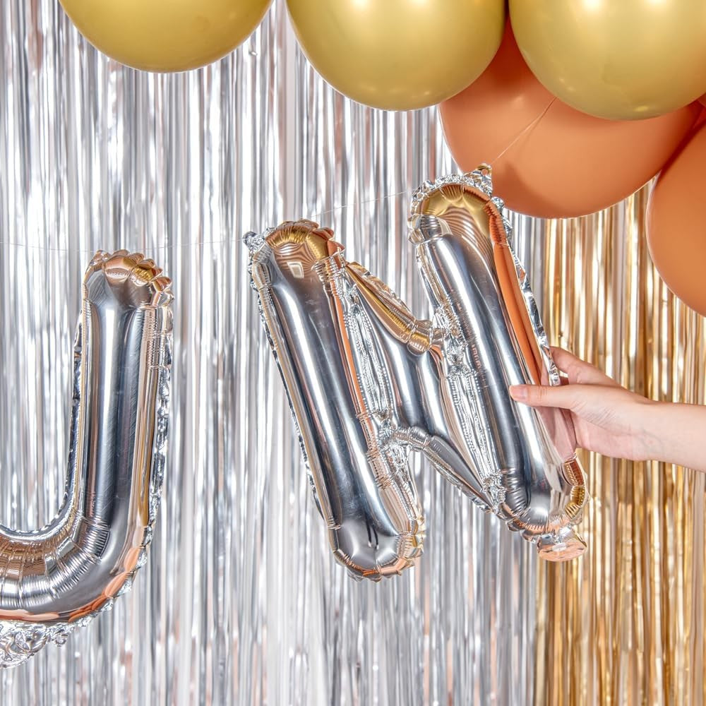 Balon Folie Metalizata Litera N, 40 cm, Umflati cu Heliu sau Aer, Ambalaj Individual, Pai inclus, Argintiu