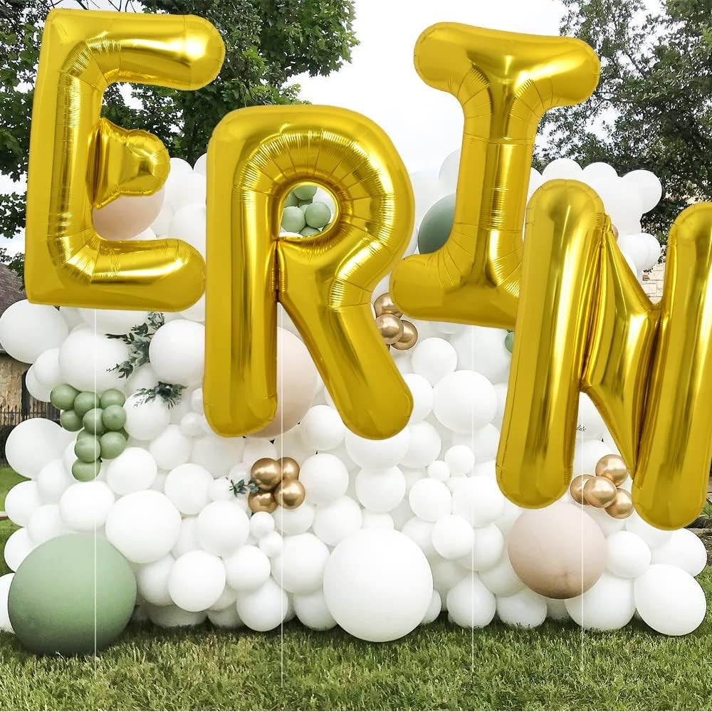 Balon Folie Metalizata Litera N, 80 cm, Umflati cu Heliu sau Aer, Ambalaj Individual, Pai inclus, Auriu