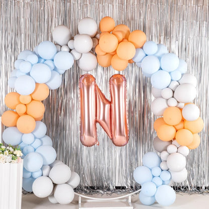 Balon Folie Metalizata Litera N, 80 cm, Umflati cu Heliu sau Aer, Ambalaj Individual, Pai inclus, Rose Gold