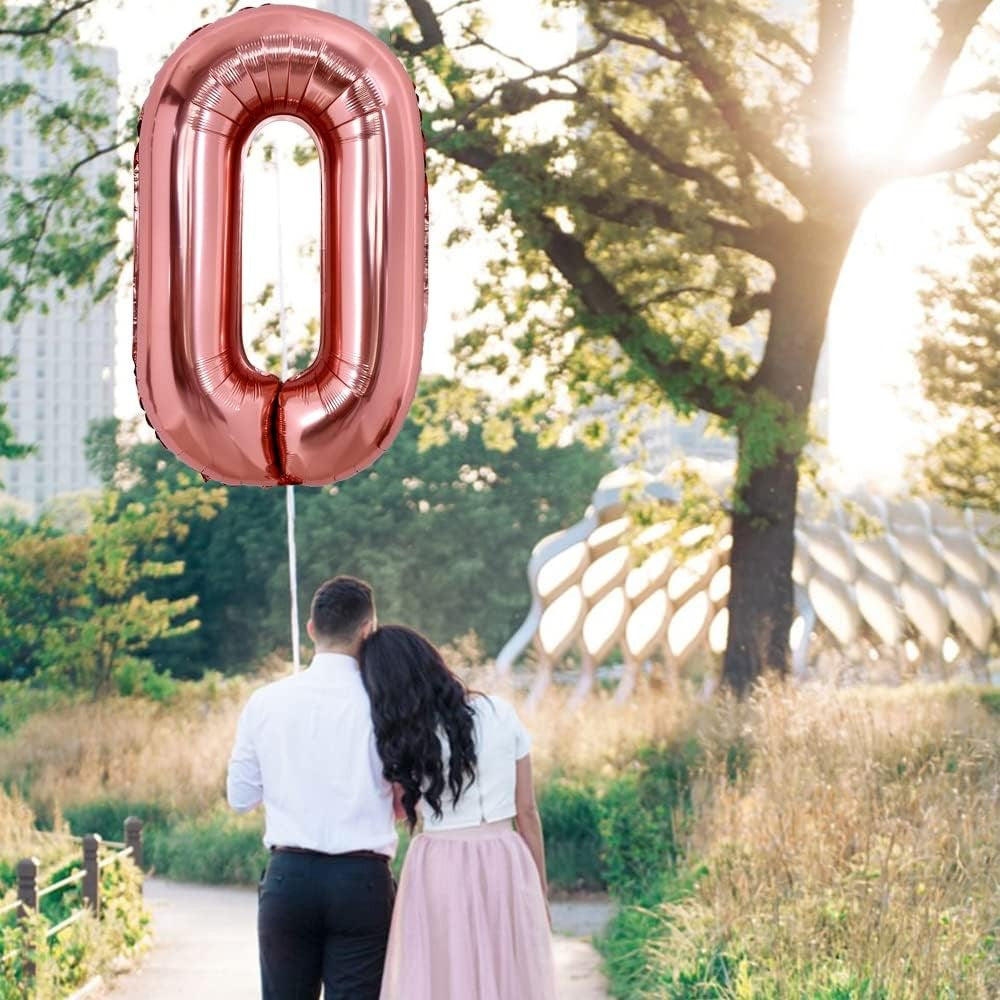 Balon Folie Metalizata Litera O, 100 cm, Umflati cu Heliu sau Aer, Ambalaj Individual, Pai inclus, Rose Gold