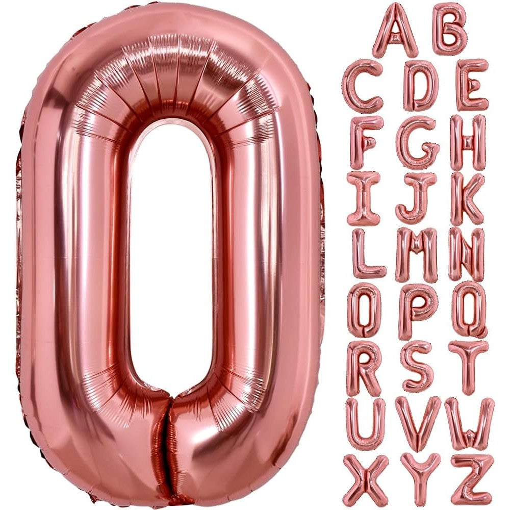 Balon Folie Metalizata Litera O, 100 cm, Umflati cu Heliu sau Aer, Ambalaj Individual, Pai inclus, Rose Gold