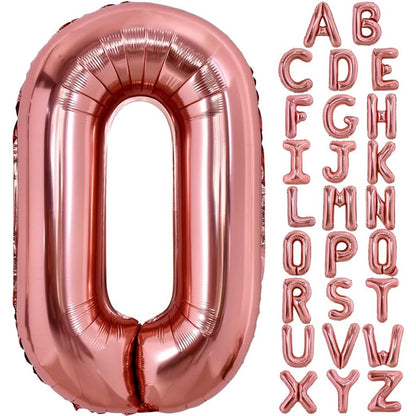 Balon Folie Metalizata Litera O, 100 cm, Umflati cu Heliu sau Aer, Ambalaj Individual, Pai inclus, Rose Gold