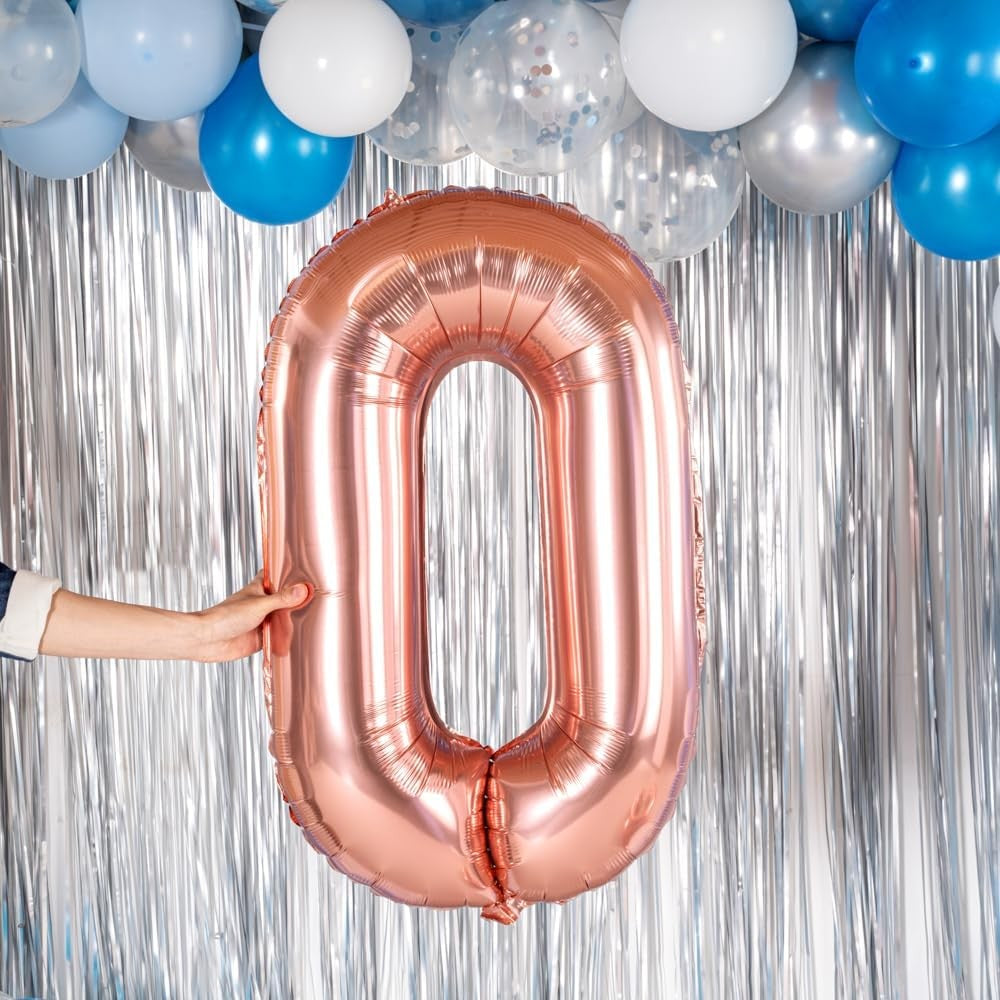 Balon Folie Metalizata Litera O, 100 cm, Umflati cu Heliu sau Aer, Ambalaj Individual, Pai inclus, Rose Gold