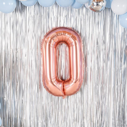 Balon Folie Metalizata Litera O, 100 cm, Umflati cu Heliu sau Aer, Ambalaj Individual, Pai inclus, Rose Gold