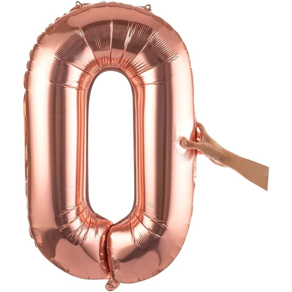 Balon Folie Metalizata Litera O, 100 cm, Umflati cu Heliu sau Aer, Ambalaj Individual, Pai inclus, Rose Gold
