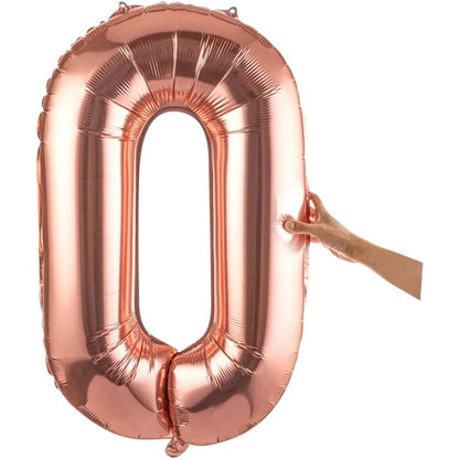 Balon Folie Metalizata Litera O, 100 cm, Umflati cu Heliu sau Aer, Ambalaj Individual, Pai inclus, Rose Gold