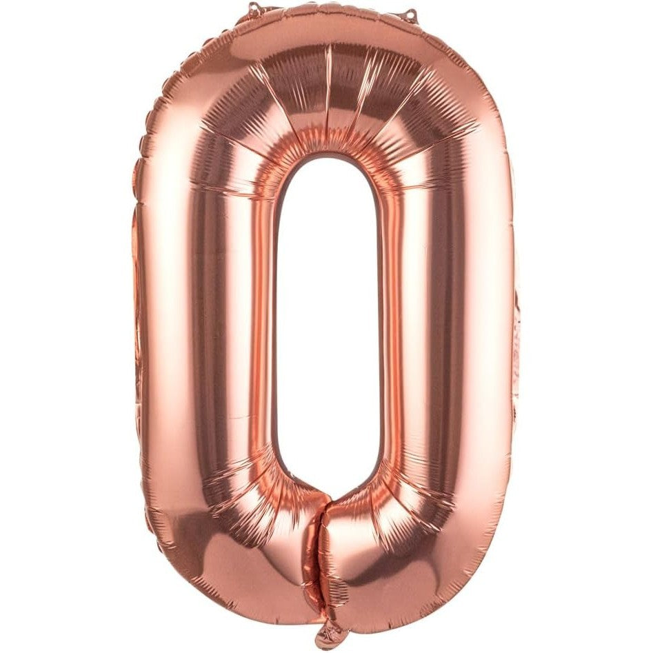 Balon Folie Metalizata Litera O, 100 cm, Umflati cu Heliu sau Aer, Ambalaj Individual, Pai inclus, Rose Gold