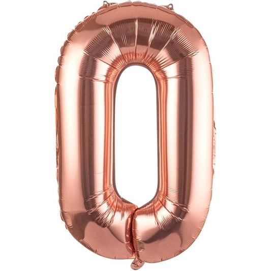 Balon Folie Metalizata Litera O, 100 cm, Umflati cu Heliu sau Aer, Ambalaj Individual, Pai inclus, Rose Gold