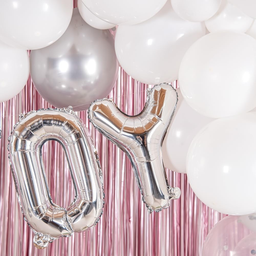 Balon Folie Metalizata Litera O, 40 cm, Umflati cu Heliu sau Aer, Ambalaj Individual, Pai inclus, Argintiu