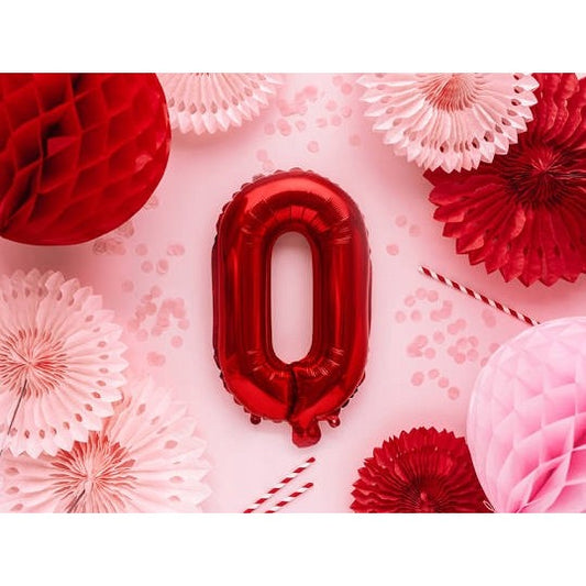 Balon Folie Metalizata Litera O, 40 cm, Umflati cu Heliu sau Aer, Ambalaj Individual, Pai inclus, Rosu