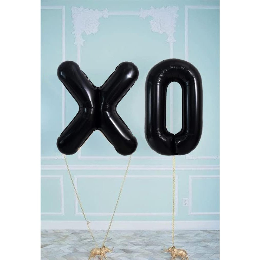 Balon Folie Metalizata Litera O, 40 cm, Umflati cu Heliu sau Aer, Ambalaj Individual, Pai inclus, Negru