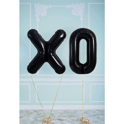 Balon Folie Metalizata Litera O, 40 cm, Umflati cu Heliu sau Aer, Ambalaj Individual, Pai inclus, Negru