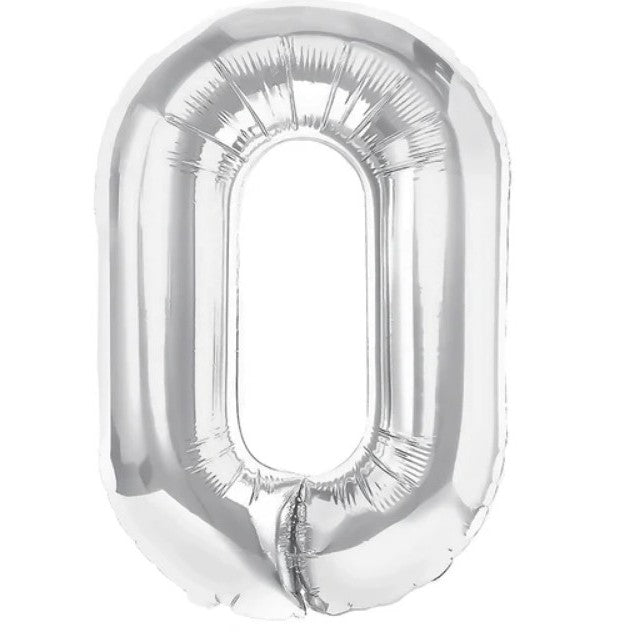 Balon Folie Metalizata Litera O, 40 cm, Umflati cu Heliu sau Aer, Ambalaj Individual, Pai inclus, Argintiu