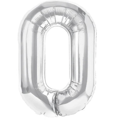 Balon Folie Metalizata Litera O, 40 cm, Umflati cu Heliu sau Aer, Ambalaj Individual, Pai inclus, Argintiu