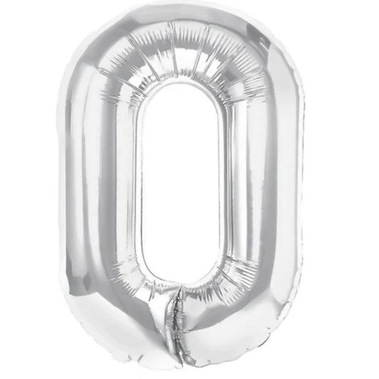 Balon Folie Metalizata Litera O, 40 cm, Umflati cu Heliu sau Aer, Ambalaj Individual, Pai inclus, Argintiu