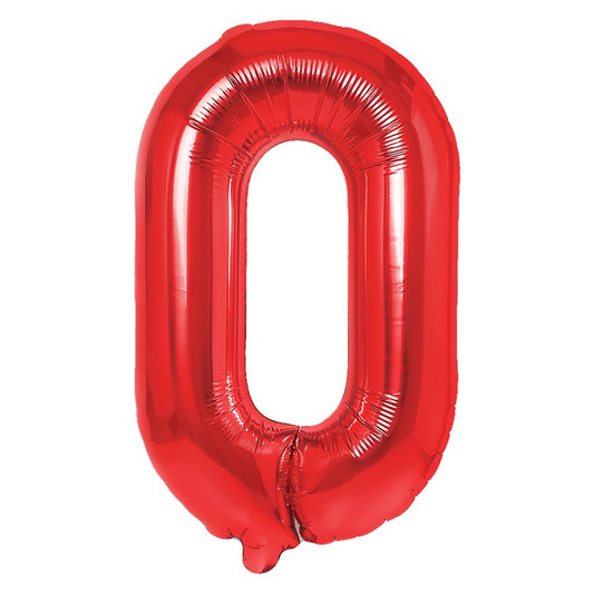 Balon Folie Metalizata Litera O, 40 cm, Umflati cu Heliu sau Aer, Ambalaj Individual, Pai inclus, Rosu
