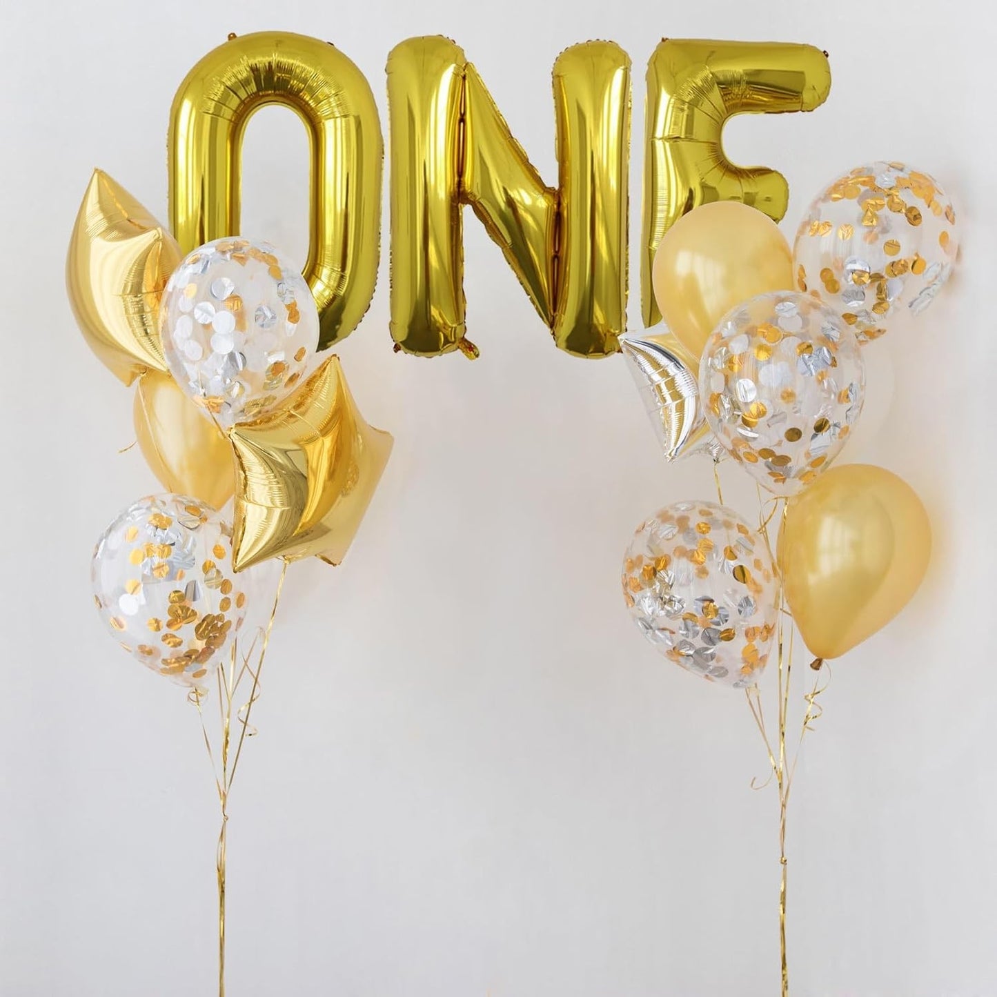 Balon Folie Metalizata Litera O, 80 cm, Umflati cu Heliu sau Aer, Ambalaj Individual, Pai inclus, Auriu
