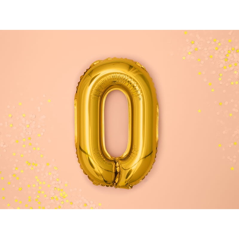 Balon Folie Metalizata Litera O, 80 cm, Umflati cu Heliu sau Aer, Ambalaj Individual, Pai inclus, Auriu