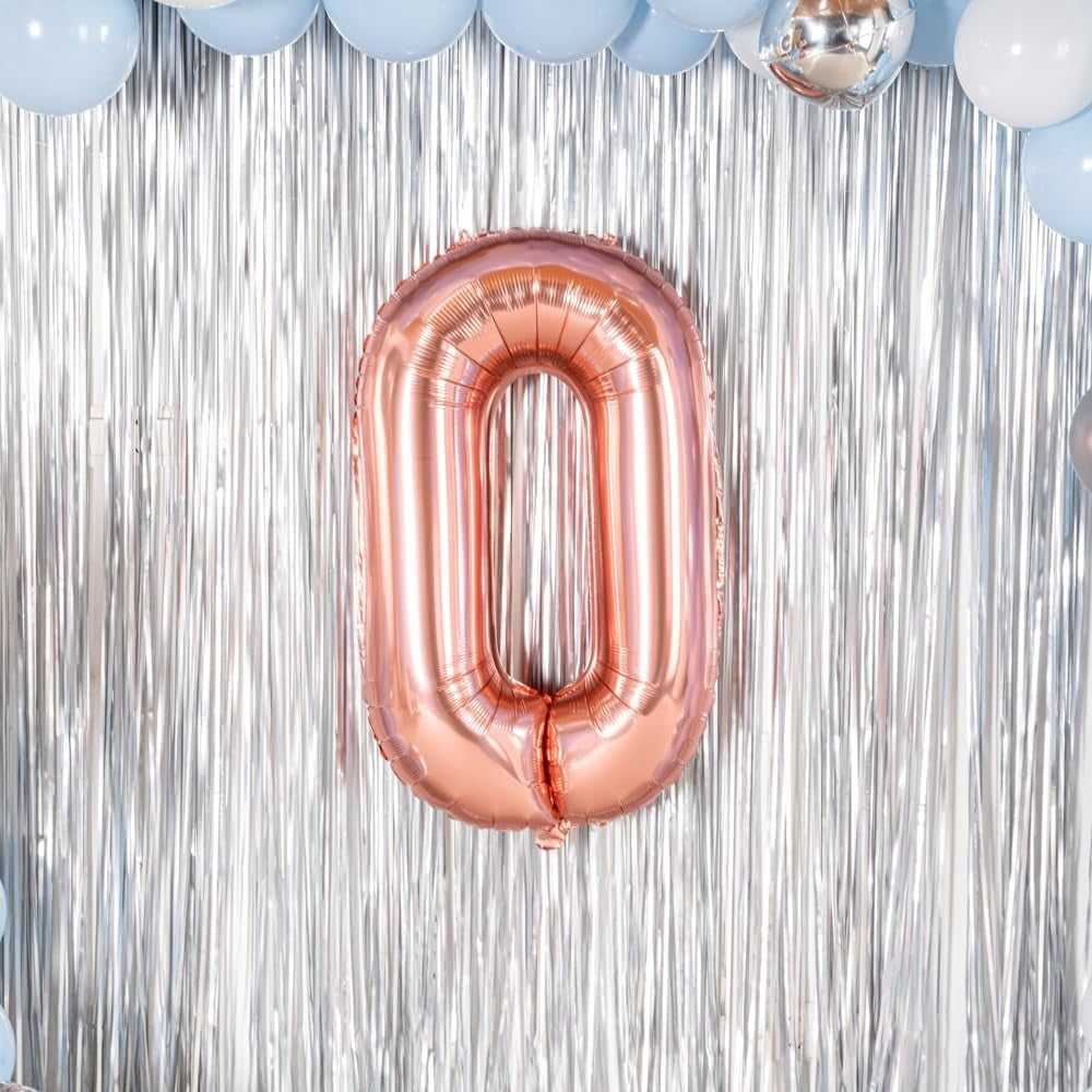 Balon Folie Metalizata Litera O, 80 cm, Umflati cu Heliu sau Aer, Ambalaj Individual, Pai inclus, Rose Gold
