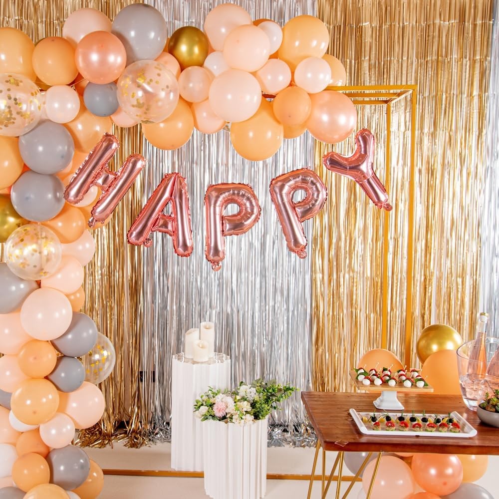 Balon Folie Metalizata Litera P, 40 cm, Umflati cu Heliu sau Aer, Ambalaj Individual, Pai inclus, Rose Gold
