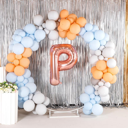 Balon Folie Metalizata Litera P, 80 cm, Umflati cu Heliu sau Aer, Ambalaj Individual, Pai inclus, Rose Gold