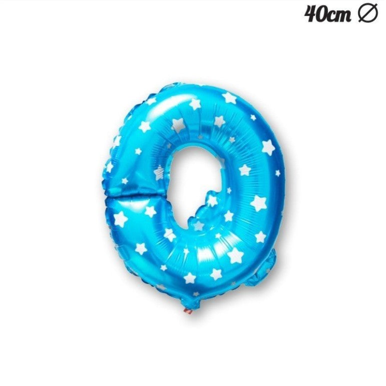Balon Folie Metalizata Litera Q, 40 cm, Cu Imprimeu Stelute, Umflati cu Heliu sau Aer, Ambalaj Individual, Pai inclus, Albastru