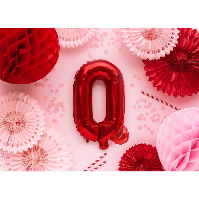 Balon Folie Metalizata Litera Q, 40 cm, Umflati cu Heliu sau Aer, Ambalaj Individual, Pai inclus, Rosu