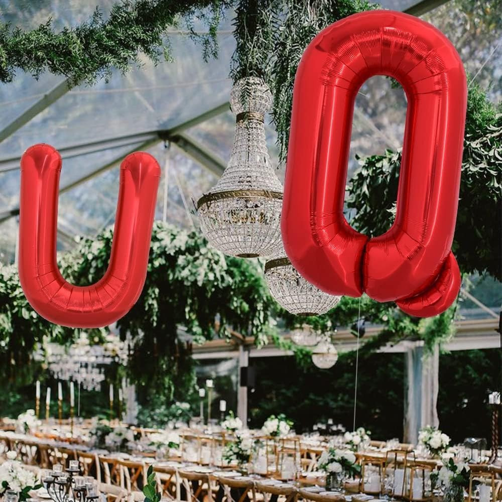 Balon Folie Metalizata Litera Q, 40 cm, Umflati cu Heliu sau Aer, Ambalaj Individual, Pai inclus, Rosu