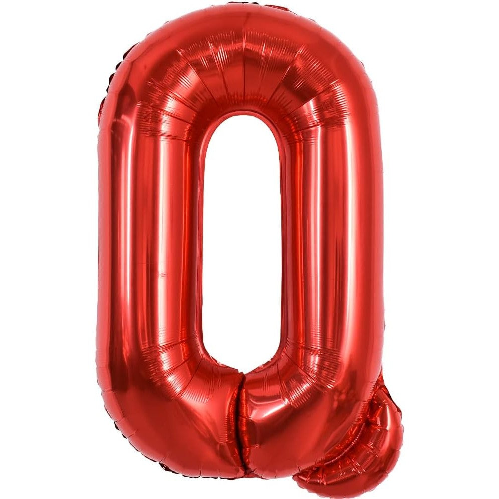 Balon Folie Metalizata Litera Q, 40 cm, Umflati cu Heliu sau Aer, Ambalaj Individual, Pai inclus, Rosu
