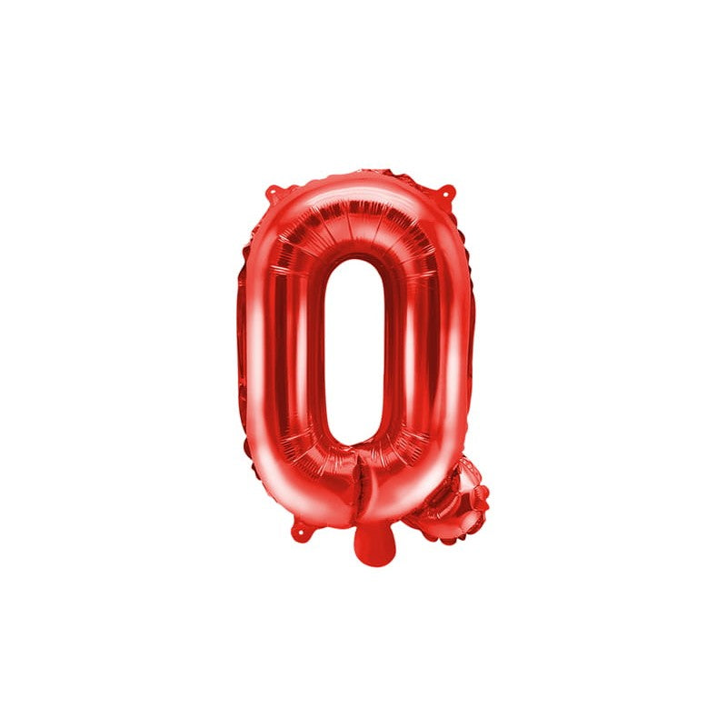Balon Folie Metalizata Litera Q, 40 cm, Umflati cu Heliu sau Aer, Ambalaj Individual, Pai inclus, Rosu