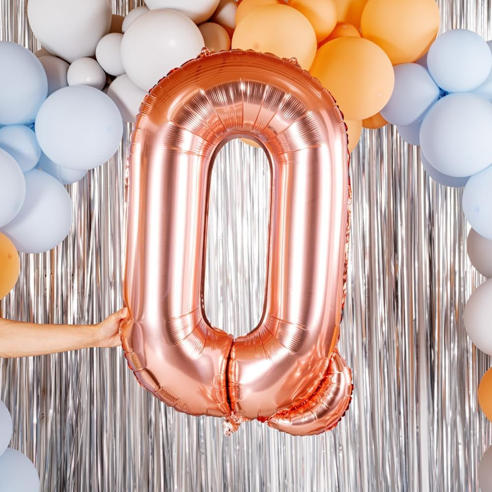 Balon Folie Metalizata Litera Q, 80 cm, Umflati cu Heliu sau Aer, Ambalaj Individual, Pai inclus, Rose Gold