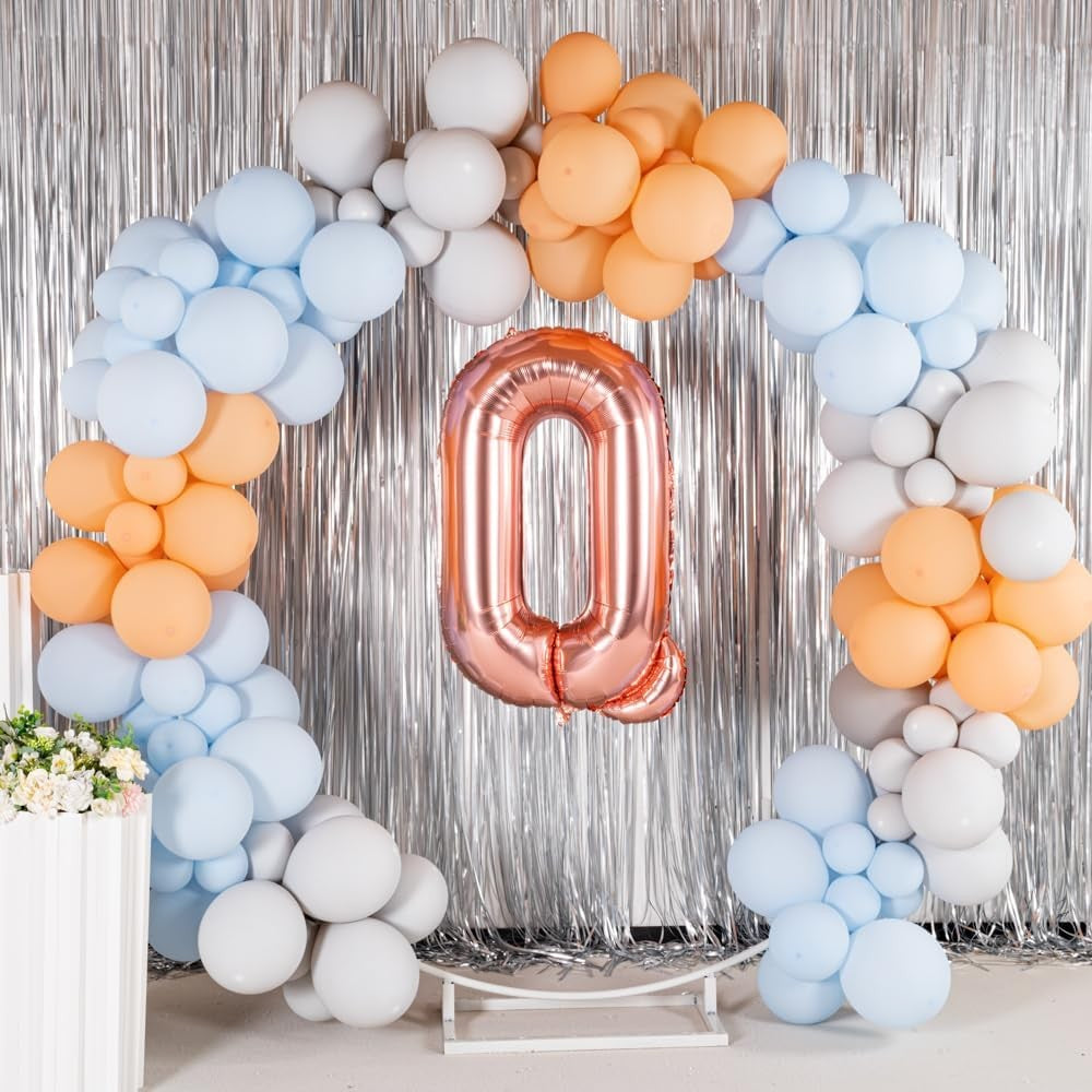 Balon Folie Metalizata Litera Q, 80 cm, Umflati cu Heliu sau Aer, Ambalaj Individual, Pai inclus, Rose Gold