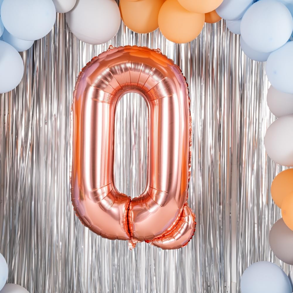 Balon Folie Metalizata Litera Q, 80 cm, Umflati cu Heliu sau Aer, Ambalaj Individual, Pai inclus, Rose Gold