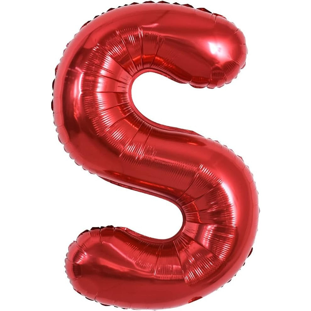 Balon Folie Metalizata Litera S, 40 cm, Umflati cu Heliu sau Aer, Ambalaj Individual, Pai inclus, Rosu