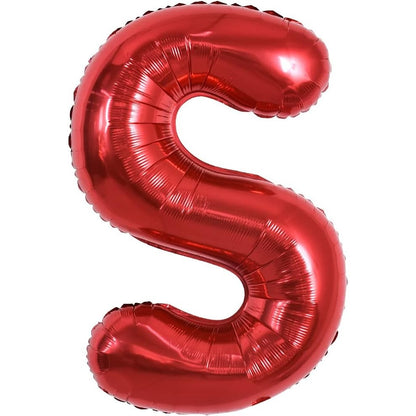 Balon Folie Metalizata Litera S, 40 cm, Umflati cu Heliu sau Aer, Ambalaj Individual, Pai inclus, Rosu