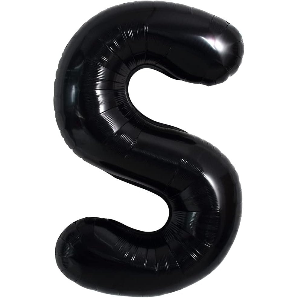 Balon Folie Metalizata Litera S, 40 cm, Umflati cu Heliu sau Aer, Ambalaj Individual, Pai inclus, Negru
