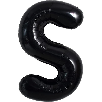 Balon Folie Metalizata Litera S, 40 cm, Umflati cu Heliu sau Aer, Ambalaj Individual, Pai inclus, Negru