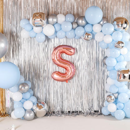 Balon Folie Metalizata Litera S, 80 cm, Umflati cu Heliu sau Aer, Ambalaj Individual, Pai inclus, Rose Gold
