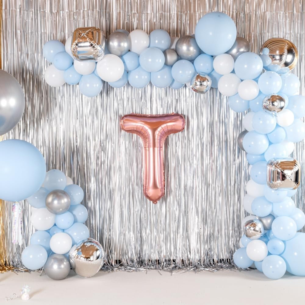 Balon Folie Metalizata Litera T, 100 cm, Umflati cu Heliu sau Aer, Ambalaj Individual, Pai inclus, Rose Gold