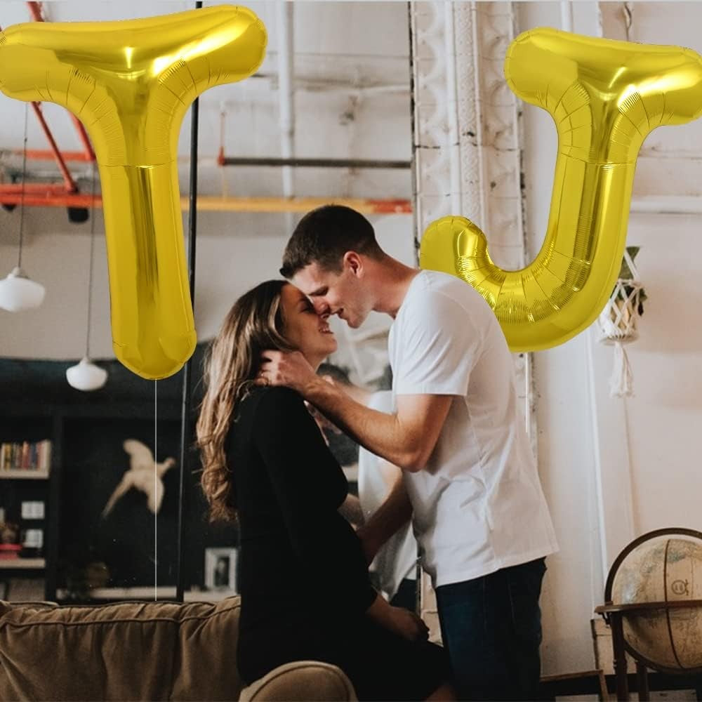 Balon Folie Metalizata Litera T, 80 cm, Umflati cu Heliu sau Aer, Ambalaj Individual, Pai inclus, Auriu