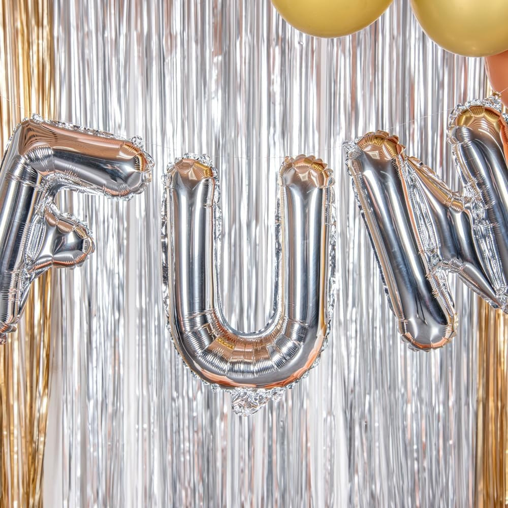 Balon Folie Metalizata Litera U, 80 cm, Umflati cu Heliu sau Aer, Ambalaj Individual, Pai inclus, Argintiu