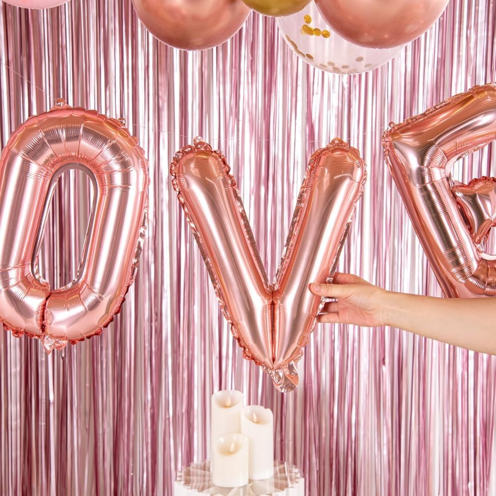 Balon Folie Metalizata Litera V, 40 cm, Umflati cu Heliu sau Aer, Ambalaj Individual, Pai inclus, Rose Gold