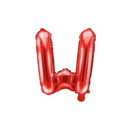 Balon Folie Metalizata Litera W, 40 cm, Umflati cu Heliu sau Aer, Ambalaj Individual, Pai inclus, Rosu