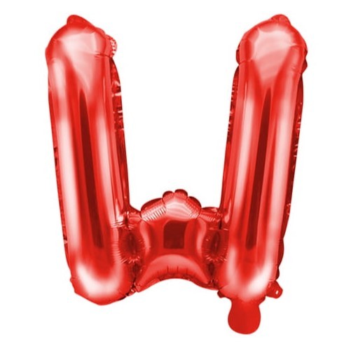 Balon Folie Metalizata Litera W, 40 cm, Umflati cu Heliu sau Aer, Ambalaj Individual, Pai inclus, Rosu