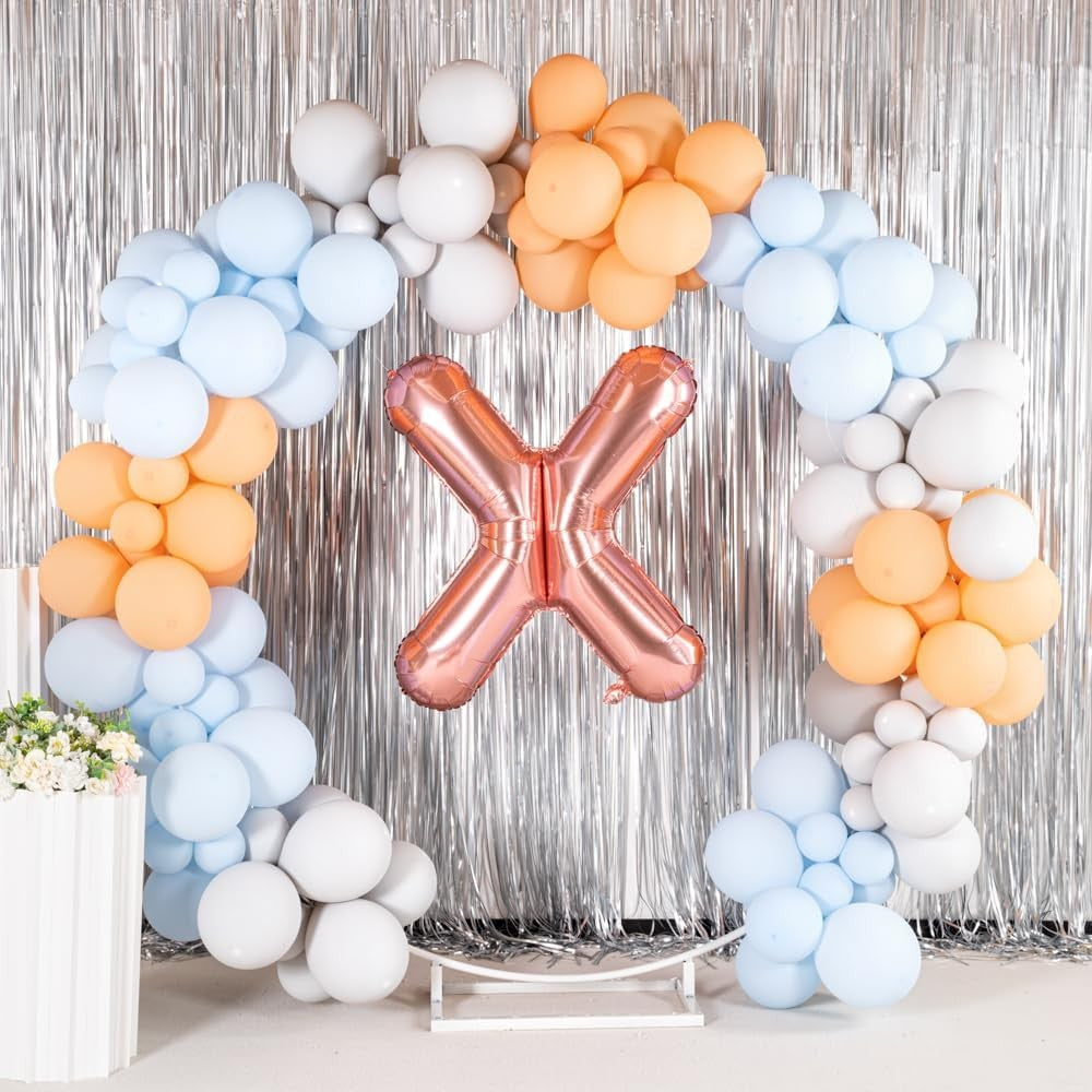 Balon Folie Metalizata Litera X, 100 cm, Umflati cu Heliu sau Aer, Ambalaj Individual, Pai inclus, Rose Gold