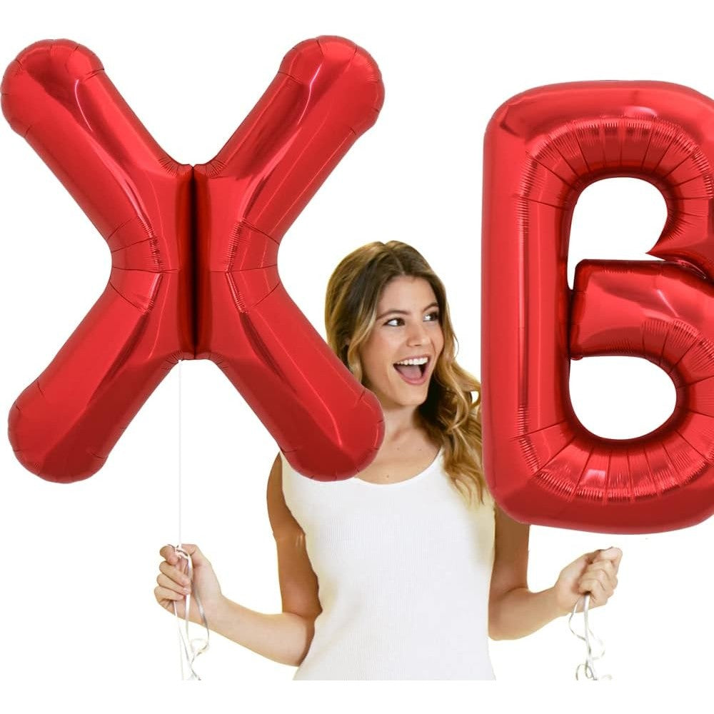 Balon Folie Metalizata Litera X, 40 cm, Umflati cu Heliu sau Aer, Ambalaj Individual, Pai inclus, Rosu